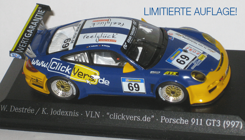 Unser ClickVers Porsche 997 GT3 Modell aus der VLN Rennserie
